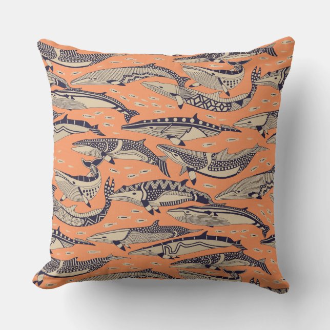 minke whales copper cushion (Front)