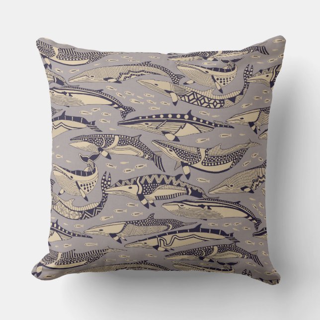 minke whales heather cushion (Front)