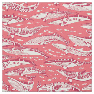 minke whales viva magenta rose pink fabric