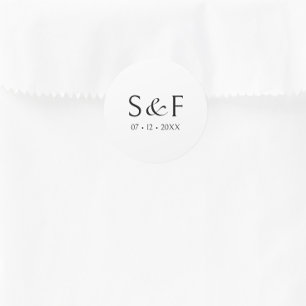 Minmal Elegant Script Monogram Wedding Classic Round Sticker