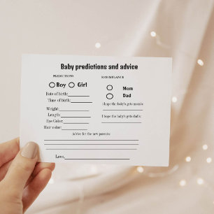 Minmalist baby prediction Baby Shower game Card