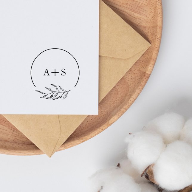 Minmalist Botanical Couple Initials Wedding Rubber Stamp (Creator Uploaded)