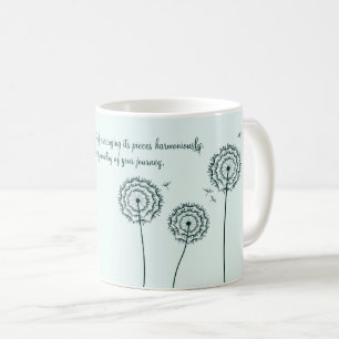 Minmalist mint white dandelion motivational quote coffee mug