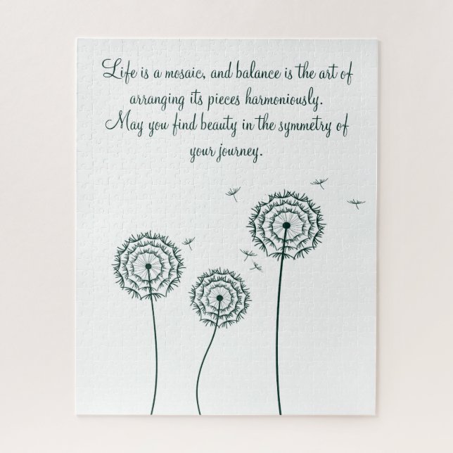 Minmalist mint white dandelion motivational quote  jigsaw puzzle (Vertical)