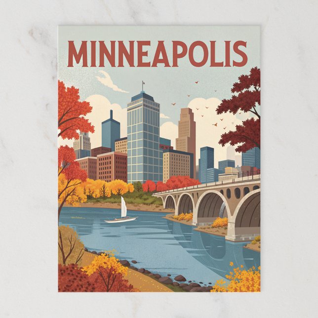 Minneapolis: Autumn Cityscape on the Mississippi Postcard (Creator Uploaded)