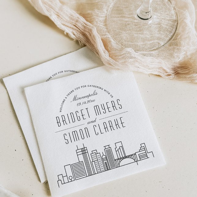Minneapolis Deco Skyline | Wedding Event Napkins (Creator Uploaded)