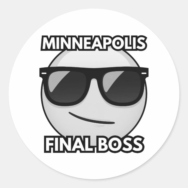 Minneapolis Final Boss Cool Emoji Sticker (Front)