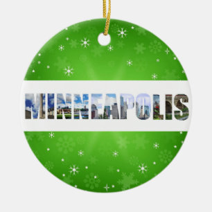 Minneapolis Minnesota City Travel Photos Christmas Ceramic Ornament
