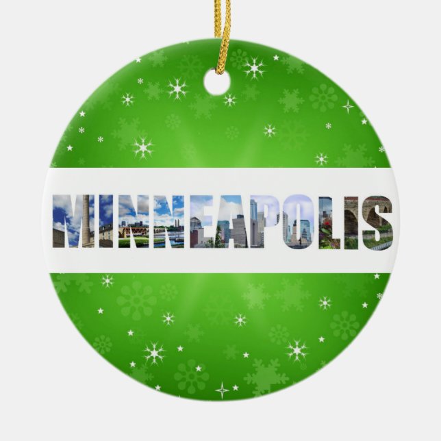 Minneapolis Minnesota City Travel Photos Christmas Ceramic Ornament (Front)