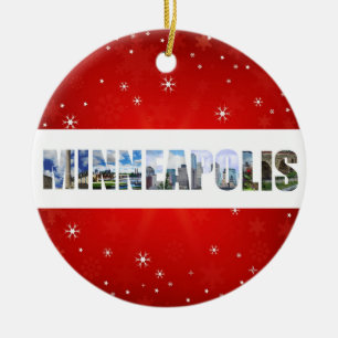 Minneapolis Minnesota City Travel Photos Christmas Ceramic Ornament