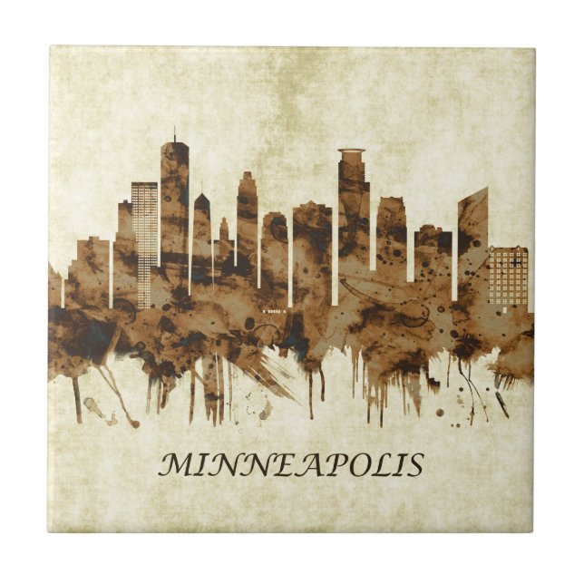Minneapolis Minnesota Cityscape Ceramic Tile (Front)