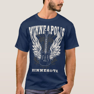Minneapolis Minnesota Distressed Guitar Angel Wing T-Shirt