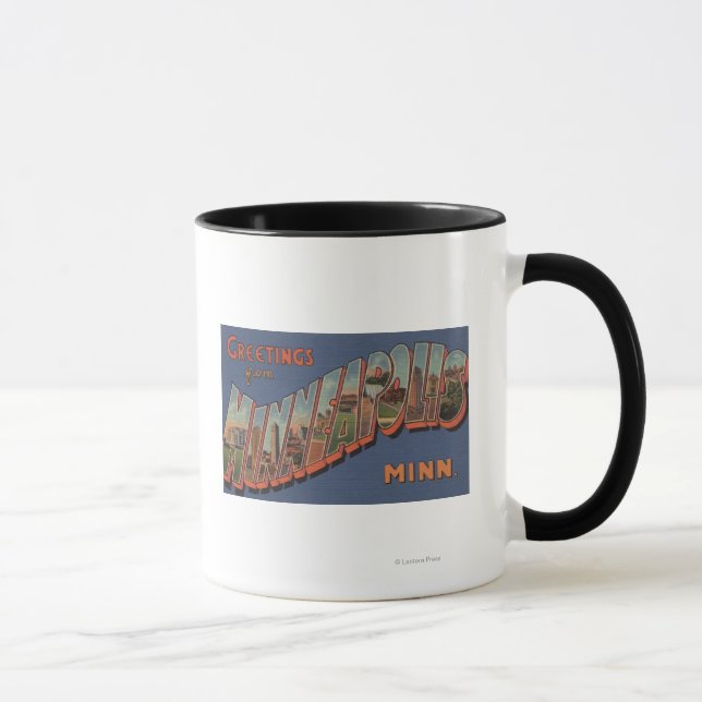 Minneapolis, Minnesota - Large Letter Scenes Mug (Right)