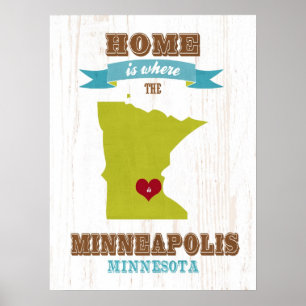 minneapolis, minnesota Map – Home Is Where Poster