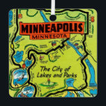 Minneapolis Minnesota Map Metal Ornament<br><div class="desc">A great colourful old map of Minneapolis,  Minnesota repurposed on an ornament.</div>