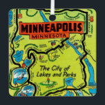 Minneapolis Minnesota Map Metal Ornament<br><div class="desc">A great colourful old map of Minneapolis, Minnesota repurposed on an ornament.</div>