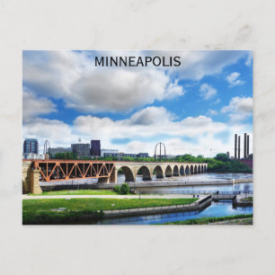 Minneapolis Minnesota Mississippi River Travel Postcard
