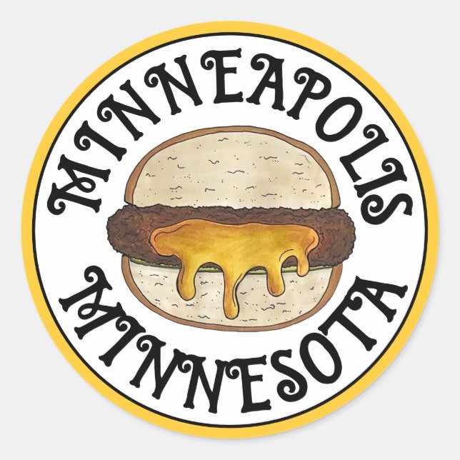 Minneapolis Minnesota MN Juicy Lucy Cheese Burger  Classic Round Sticker (Front)