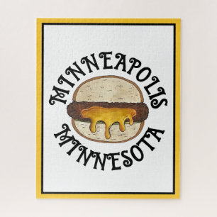 Minneapolis Minnesota MN Juicy Lucy Cheese Burger  Jigsaw Puzzle