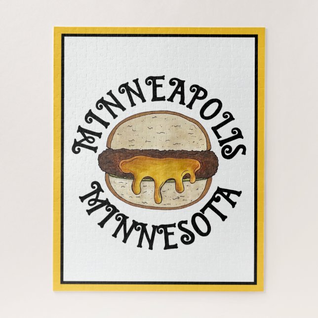 Minneapolis Minnesota MN Juicy Lucy Cheese Burger  Jigsaw Puzzle (Vertical)