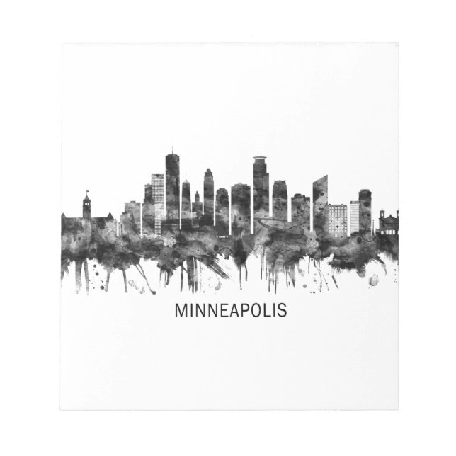 Minneapolis Minnesota Skyline BW Notepad (Front)