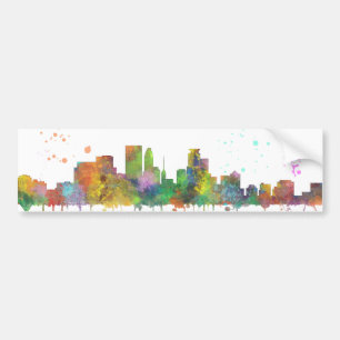 MINNEAPOLIS, MINNESOTA SKYLINE - Car Bumper Sticke Sticker