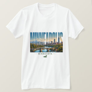 Minneapolis Minnesota Skyline City Name Travel T-Shirt