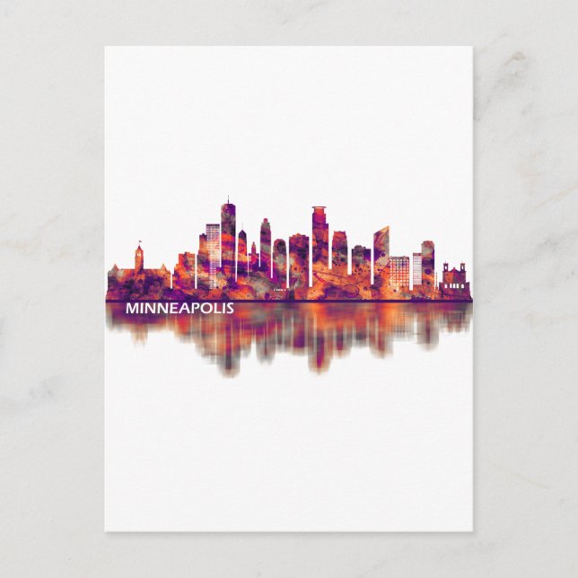 Minneapolis Minnesota Skyline Holiday Postcard (Front)