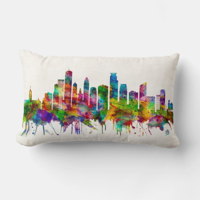 Minneapolis Minnesota Skyline Lumbar Cushion (Front)