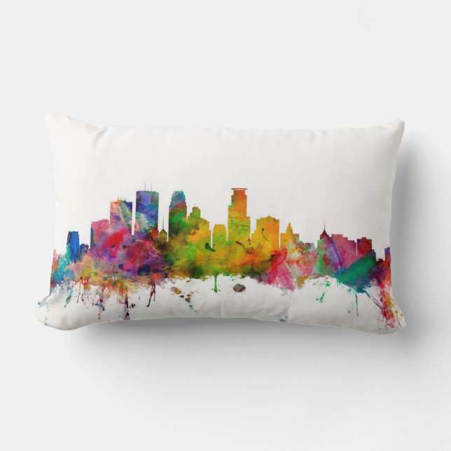 Minneapolis Minnesota Skyline Lumbar Cushion (Front)