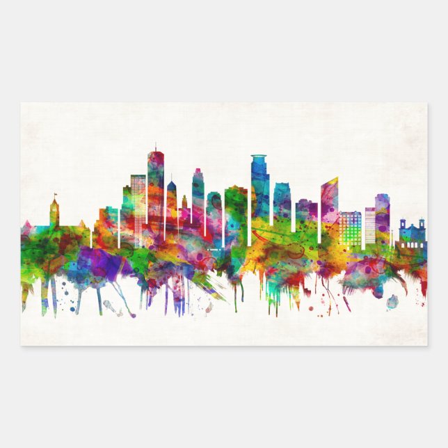 Minneapolis Minnesota Skyline Rectangular Sticker (Front)