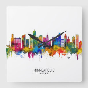 Minneapolis Minnesota Skyline Square Wall Clock