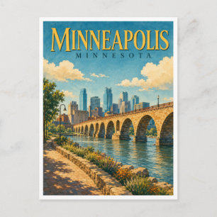 Minneapolis Minnesota Stone Arch GeoSaga Postcard