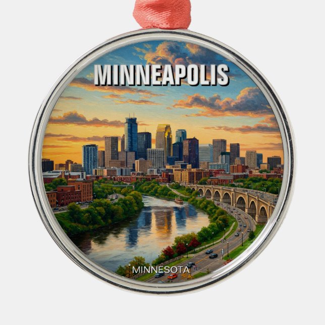 Minneapolis Minnesota Travel Metal Ornament (Front)