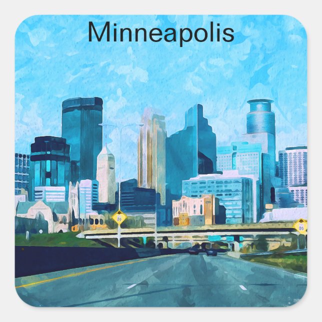 Minneapolis Minnesota Travel Skyline Square Sticker (Front)