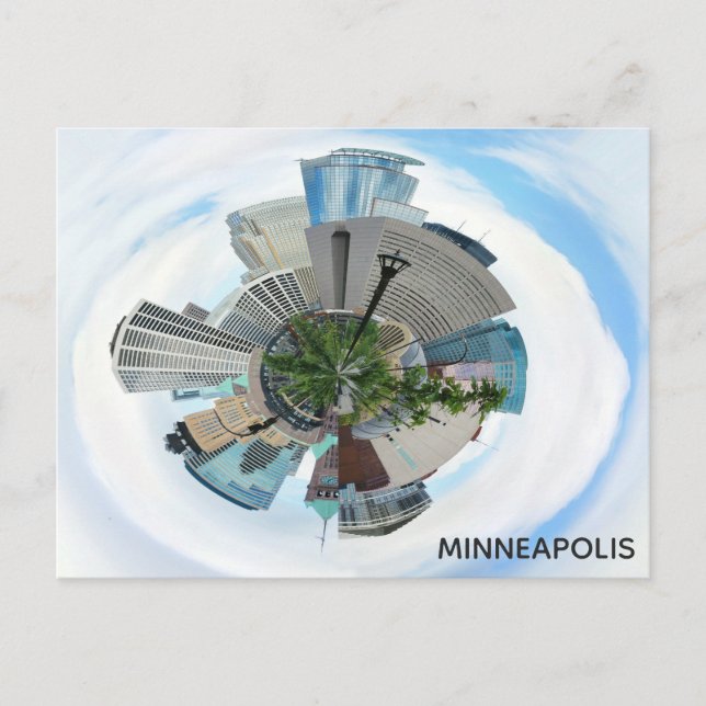 Minneapolis Minnesota Unique City Skyline Travel Postcard (Front)