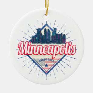 Minneapolis Minnesota USA Skyline United States Ceramic Ornament