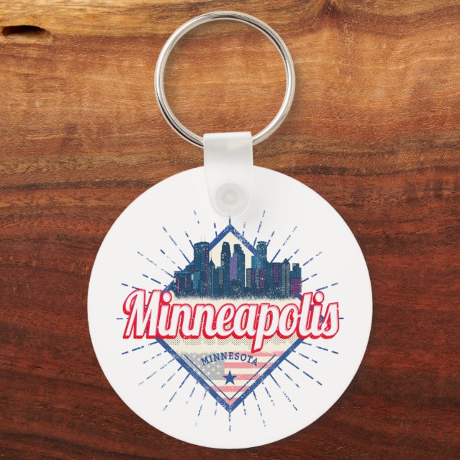 Minneapolis Minnesota USA Skyline United States Key Ring (Front)