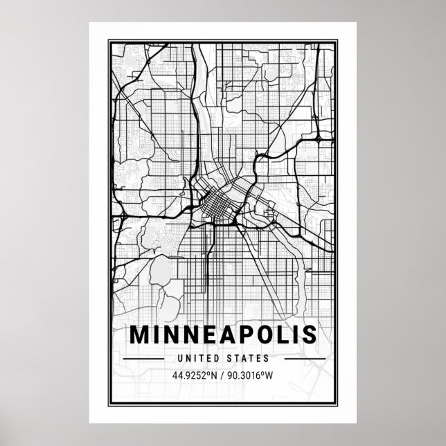 Minneapolis Minnesota USA Travel City Map Poster (Front)