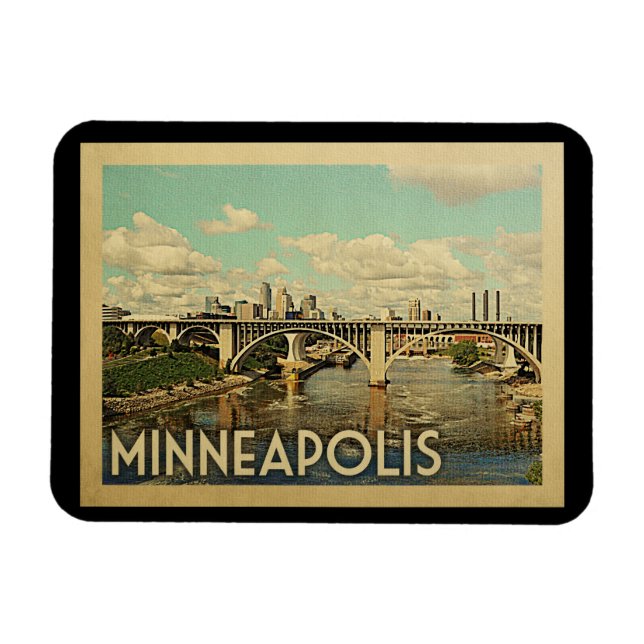 Minneapolis Minnesota Vintage Travel Magnet (Horizontal)