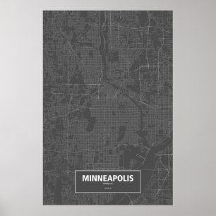Minneapolis, Minnesota (white on black) Poster