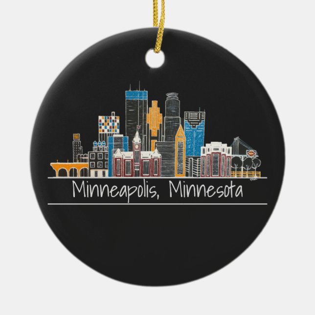 Minneapolis, MN Skyline Ceramic Ornament (Front)