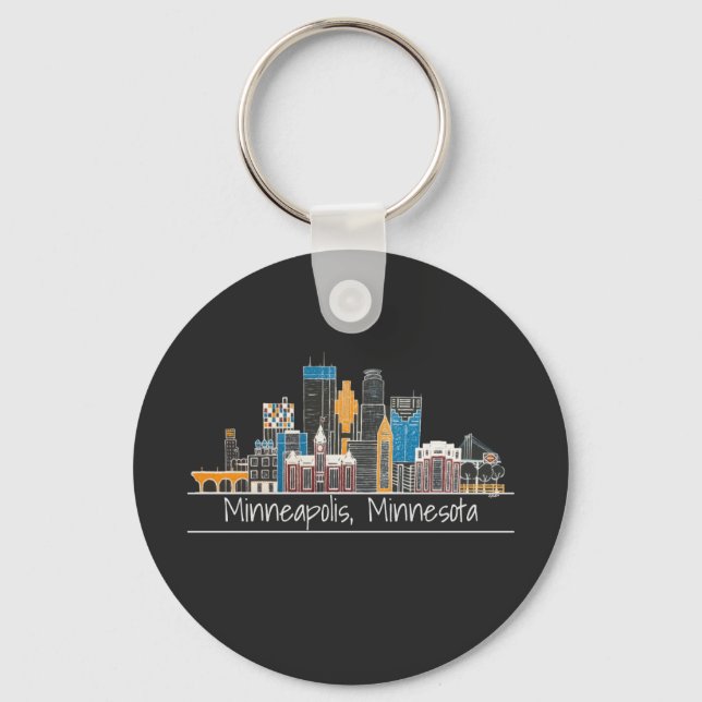 Minneapolis, MN Skyline Keychain (Front)