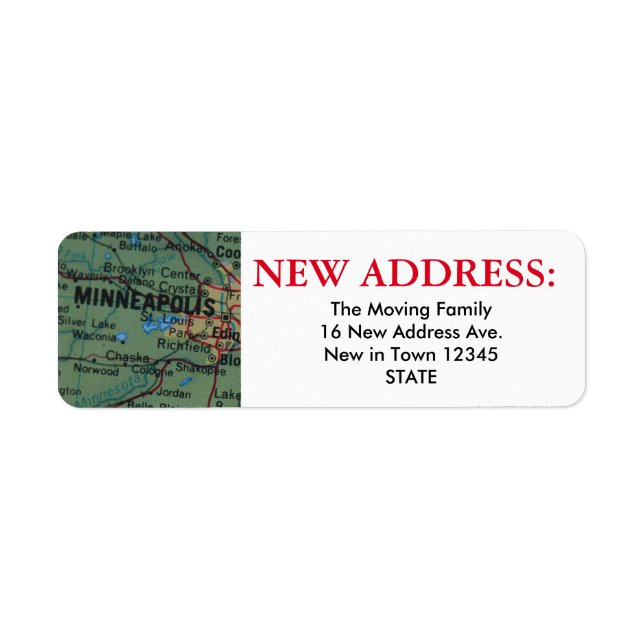 Minneapolis New Address Label Return Address Label (Front)