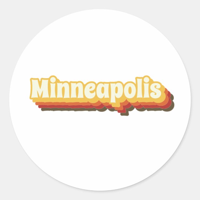 Minneapolis Retro Vintage Text Classic Round Sticker (Front)