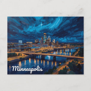 Minneapolis Riverfront City Art Postcard