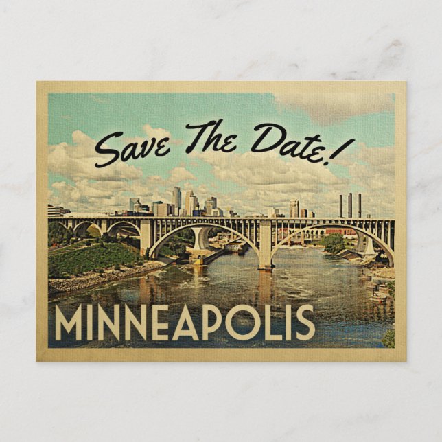Minneapolis Save The Date Vintage Postcards (Front)