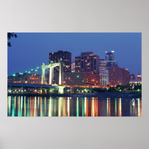 Minneapolis Skyline at night Poster