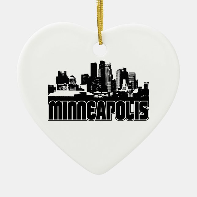 Minneapolis Skyline Ceramic Tree Decoration (Front)