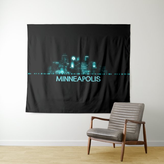 Minneapolis Skyline Tapestry (In Situ (Horizontal))